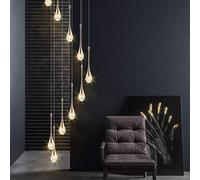 LED Chandelier Staircase Modern Water Drop Pendant Lighting for Villa Duplex Staircase Long Pendant Lamp