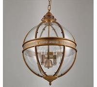 LED Chandeliers, Chandelier V-intage Loft Pendant Lights Wrought Iron Glass Shade Round Lamp Kitchen Dinning Bar Table Luminaire Fixture Hanging Lamps (Color : Bronze, Size : Dia 40cm)