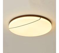 LED Chandeliers, Chinese Walnut Base Close to Ceiling Lighting Fixture, Ultra-Thin LED Round Home Ceiling Lamp Acrylic Lampshade Transmits Light Evenly Ceiling Lamp for Balcony, Bedroom, Living Room(