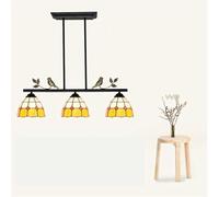 LED Chandeliers Mediterranean Mosaic Decoration Pendant Light Stained Glass Lampshade LED Adjustable Hanging Lamp Compatible with Living Room s Fixture,Hanging Light(B2)