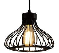 LED Chandeliers, Retro Industrial Iron Art Hanging Light Black Metal Wire Cage Lampshade Pendant Light,for Living Room