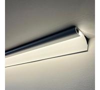 LED Channel Aluminum Crown Moulding - 13.1ft Linear LED Strip Diffuser for Ceiling, Wall & Floor Indirect Lighting Decor, Black Baseboard Trim Profile