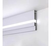 LED Channel for Strip Lights - Aluminum Indirect Lighting Moulding for Crown Ceiling - Ideal for Living Room Bedroom Home Decor and Modern Interior Design