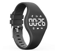 LED Children Digital Pedometer Watch, Waterproof Sport Wristwatch, with Step Counter, Calories, Calendar for Kids Boys Girls (Black)