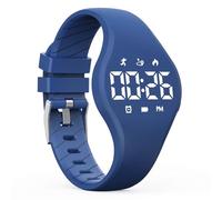 LED Children Digital Pedometer Watch, Waterproof Sport Wristwatch, with Step Counter, Calories, Calendar for Kids Boys Girls (Deep Blue)