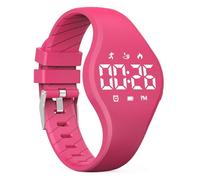 LED Children Digital Pedometer Watch, Waterproof Sport Wristwatch, with Step Counter, Calories, Calendar for Kids Boys Girls (Red)