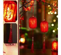 LED Chinese Lanterns Red Silk Fabric Festive Decor(A)