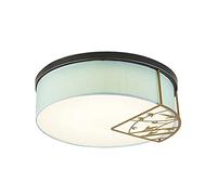 LED Chinese Style 24W Ceiling Lamp Round Ceiling Lights with Bamboo Shape Decoration, Dimmable Two-color Modern Geometric Ceiling Lighting Fixture for Bedroom Study Tea Room, Blue-green interesting