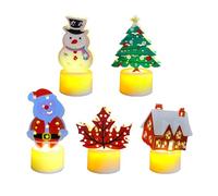 LED Christmas Candles, 5Pcs Flameless Christmas Tea Lights Bright Christmas Trees Battery Operated Tea Lights Candles Cute Christmas Decorations Lights for Christmas Home Decoration Gifts (C)