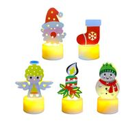 LED Christmas Candles, 5Pcs Flameless Christmas Tea Lights Bright Christmas Trees Battery Operated Tea Lights Candles Cute Christmas Decorations Lights for Christmas Home Decoration Gifts (B)