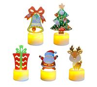 LED Christmas Candles, 5Pcs Flameless Christmas Tea Lights Bright Christmas Trees Battery Operated Tea Lights Candles Cute Christmas Decorations Lights for Christmas Home Decoration Gifts (A)