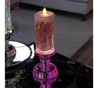 LED Christmas Candles,7Color Changing USB Rechargeable Waterproof Swirling Glitter Flameless Candles, Christmas Decorations LED Flameless Candle,for Xmas Party Home Decoration/422 ( Color : Rose Red ,