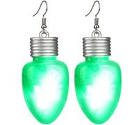 LED Christmas Earrings for Women Girls Light Up Flashing Santa Reindeer Snowman Snowflake Candy Cane Tree Holiday Party Drop Jewelry Gift Xmas earring Pair