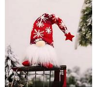LED Christmas Gnome Decorations Festive Plush Elf Doll Light Up Santa Ornaments Holiday Tabletop Indoor Home Decor Gifts (Short Red)