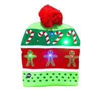 LED Christmas Hat Light Up Christmas Hat Gingerbread Man Ugly Hat Beanie Cap