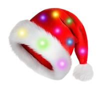LED Christmas Hat - Santa Hat with Christmas Light, Christmas Hat with Plush Light | Classic LED Hat and Cosplay Christmas Santa Claus Hat, Lighted LED Hat for Party