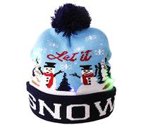 通用 LED Christmas Knitted Hat Light Up Beanie Cap Unisex Novelty LED Winter Snow Hat with 6 Colorful LEDs (D)