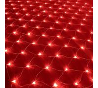 Led Christmas Net Lights,Waterproof Outdoor Mesh Low Voltage Connectable Fairy with 8 Modes for Trees, Bushes, Shurb, Garden(Red,1.5m x 1.5m 96led)