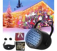 LED Christmas Projection Lamp-16 Patterns of Pure Holiday Magic, Waterproof Christmas Projector Lights, Outdoor Indoor Holiday Projection Lamp Decoration for Garden Lawn House Party (Black, Christmas)