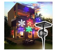 LED Christmas Projector Lamp 180 Rotatable Solar Full Sky Star Light Party Sta Light Outdoor Garden Lawn Lamp(Colorful Snowflake)