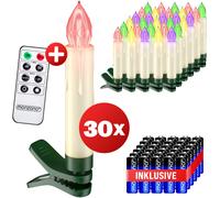 LED Christmas Tree Candles 30Pcs Multicoloured incl Batteries