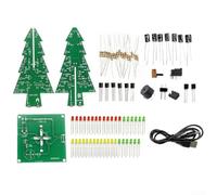 LED Christmas Tree DIY Kit With Music, 7 Colours Flashing Electronic Soldering Assembly Project, 3D Xmas Tree Circuit Board Kit(A)