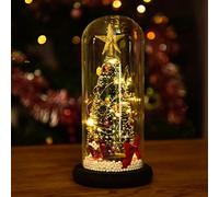 LED Christmas Tree in Glass Dome,Christmas Tree Cedar Decorations,Mini Christmas Tree Creative Table Decoration, for Home Indoor Tabletop Xmas Decor, Birthday Xmas Present