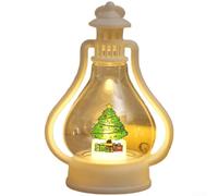 LED Christmas Tree Ornament Battery Powered Holiday Decoration Snowman Santa Reindeer Motifs Warm Indoor Lighting Handle White Plastic 10.8x6.9x15cm Windowsill Shelf Tree Decor(Christmas Tree)
