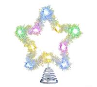LED Christmas Tree Star with Spiral Base, Metal and Plastic Build Stability, Adds Festive Lighting to Holiday Tree Decorations