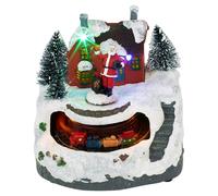 URBNLIVING Animated Christmas Village with Santa, Moving Train & LED Lights - Festive Winter Holiday Decoration