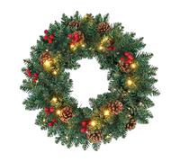 LED Christmas Wreath - Artificial Holiday Decoration | Rustic Festive Ornament for Outdoor & Indoor Use, Perfect for Front Door, Wall, Window, Living Room, Porch, Mantel, Fireplace, Garden Display