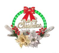 LED Christmas Wreath Decorative Lighting for Merry Christmas Message, 30x28 cm Battery Powered Outdoor and Indoor Door or Window Garland for Festive Holiday Home Decor(1)