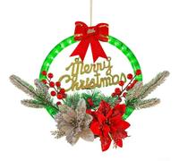 LED Christmas Wreath Decorative Lighting for Merry Christmas Message, 30x28 cm Battery Powered Outdoor and Indoor Door or Window Garland for Festive Holiday Home Decor(2)
