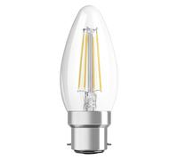 LED Classic Filament Candle 4W (40W eqv.) B22d 2700K Clear Ledvance
