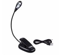 LED Clip-On Bedside Reading Light, 1W, Rechargeable USB/AAA Powered, 360 Flexible Dimmable Clip Lamp for Books or Computer