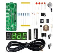 LED Clock Kit 4-Digit DIY Soldering Practice Set with Acrylic Case for Electronics Enthusiasts, Red - with Case Green with no Shell