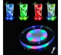 LED Coaster for Drink, USB Rechargable Light up Acrylic Coasters with 6 Light Modes, Round Colorful Luminous Coaster for Party, Wedding, Home, Bar, Christmas