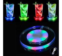 LED Coaster -Rechargeable Light Up Coasters for Drinks, 3 Modes Luminous Cup Holder for Beer, Cocktail & Wine - Perfect for Party, Wedding, Bar & Club (color, rotundity)