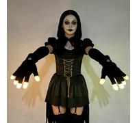 LED Colorful Party Gloves | 7-Colors Adjustable Cool Costume Mittens | Illuminated Half-Finger Gloves For Dances, Festivals And Nighttime Events