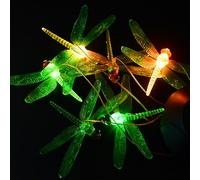 LED Colorful Solar Wind Chime Light Solar Outdoor Hanging Wind Chime Garden Light Romantic Decoration Suitable For Courtyard Pavilion Aisle Camping Party Home Decoration(Green Dragonfly)