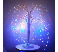 LED Colorful Willow Tree Light Firefly Decor Table Lamp USB & Battery Powered Copper Wire Luminous Night Light for Parties & Study Room Decor Girls' Afternoon Tea Gatherings Atmosphere Decoration