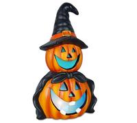 LED Colour Changing Ceramic Halloween Witch Pumpkin - Real Ceramic Halloween Decoration with Batteries Included - Indoor & Outdoor Use - 24x14cm Party Ornament