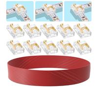 led Connector 10pcs COB SMD 2 Pin 10mm Transparent Corner Connector kit 20M 22AWG Extension Cable for Split Free Soldering and led Strip Light connectors (SMD/COB 2PIN 10MM)