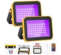 LED Construction Spotlight Battery UV, T-SUNUS Black Light Spotlight Battery UV Rechargeable LED Work Spotlight IP66 Waterproof Black Light with Magnet Ultraviolet Light for Halloween Poster Party