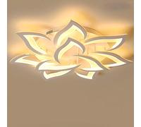 LED Contemporary Ceiling Lamp Creative Flower Leaves Flower Shape Metal Chandeliers Acrylic Ceiling Lighting Dimmable with Remote Control Pendant Lamp Children's Room Bedroom White,10 Heads/85cm/60W