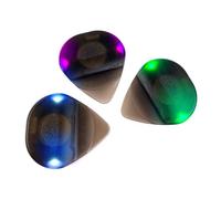 LED Cool Guitar Picks, 3Pcs AUTO Glowing 0.6mm Custom Light Up Guitar Plectrum, Unique Funny Picks for Bass, Acoustic & Electric Guitars Accessories (Green, White, Red)