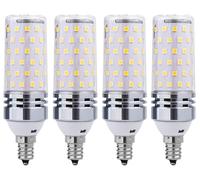 LED Corn Bulbs 12W, Candelabra LED Light Bulbs, 3000K Warm White, 1200LM, 100W Incandescent Equivalent, LED Corn Lamp Non-dimmable, 4-Pack (3000K-Warm White, E14 Base)