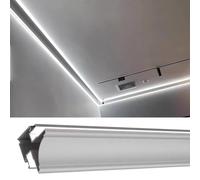 LED Cornice Molding for Home Decor, 1.5m White Aluminum Ceiling Trim with Double Light Strip Channel, Decorative Coving Profile for Ambient Lighting