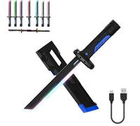 LED Cosplay Sword,17.3 Inch Fog Effect Swords with Multicolor LED Lights and Sound Effects, USB C Rechargeable for Costumes,Halloween Cosplay,Display (Blue)