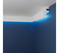 LED Coving, XPS Cornice, WLD02 8x4cm, Internal Corner 2 x 20cm | No Cutting Needed, Just Join on Site, Same Profile as Lengths, Paintable White, LED Strip & Adhesive Not Included